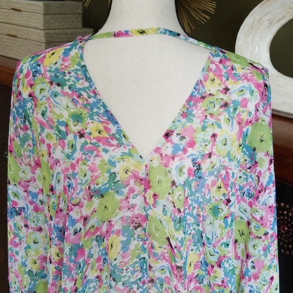 Flowy Boho Tunic Top Kimono Swim Cover Up Beachwear One Size - Picture 8 of 10